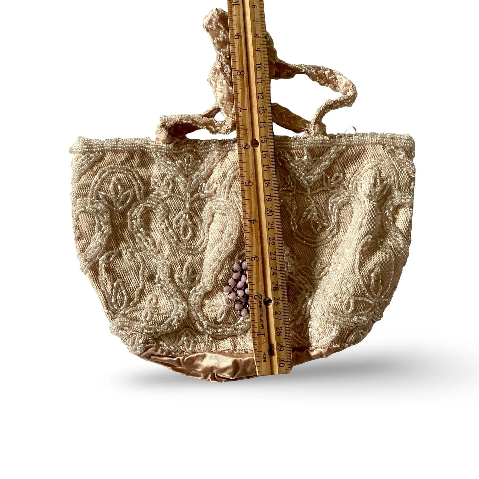 Small Beaded Purse White - Image 10