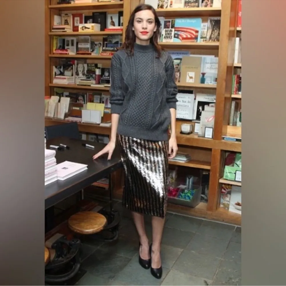 Marc Jacobs Aran Knit Wool Sweater Charcoal Chunky Cable Pullover small - Image 13