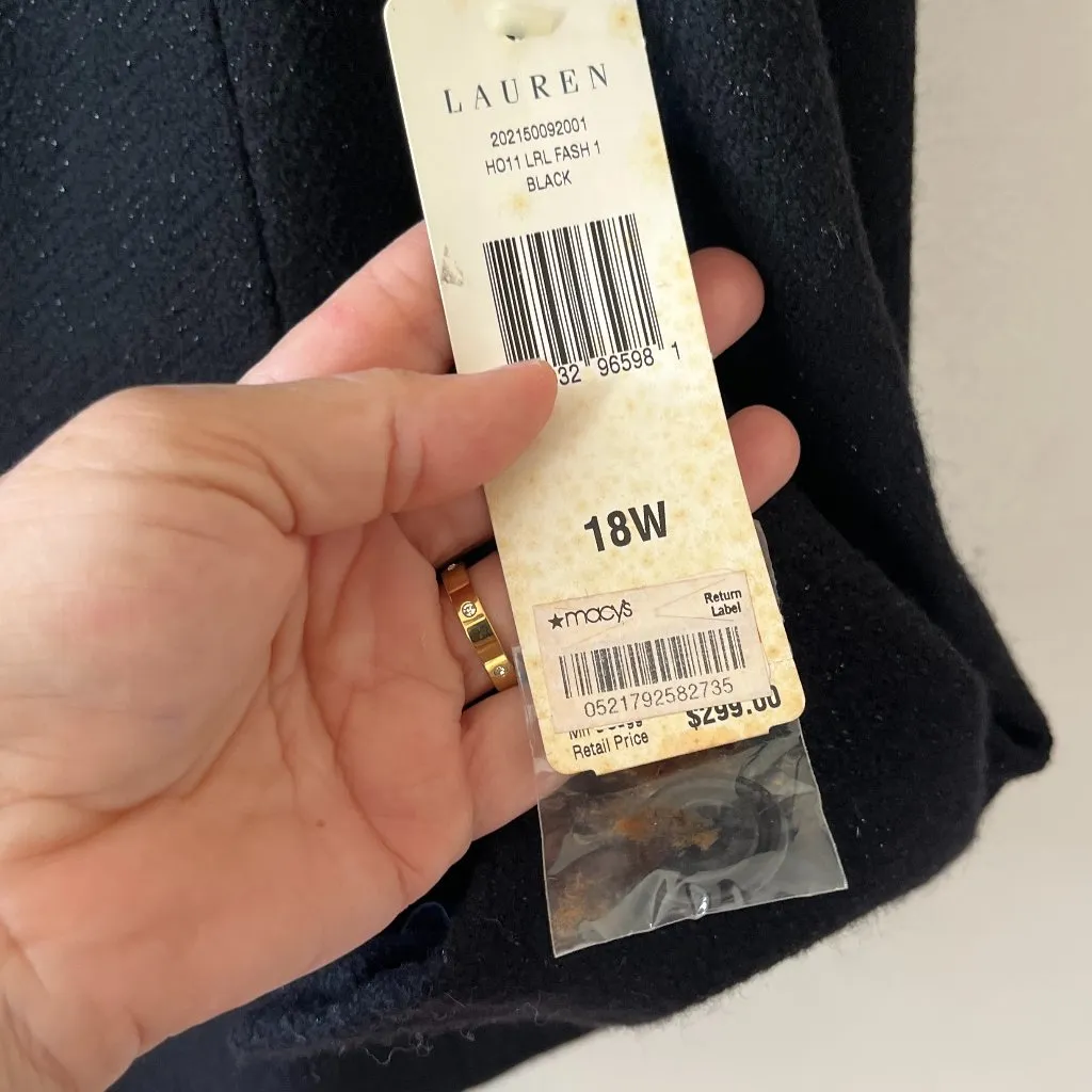 Lauren Ralph Lauren Sz 18W Black Wool Blend with Lurex Blazer Jacket Cardigan - Image 3