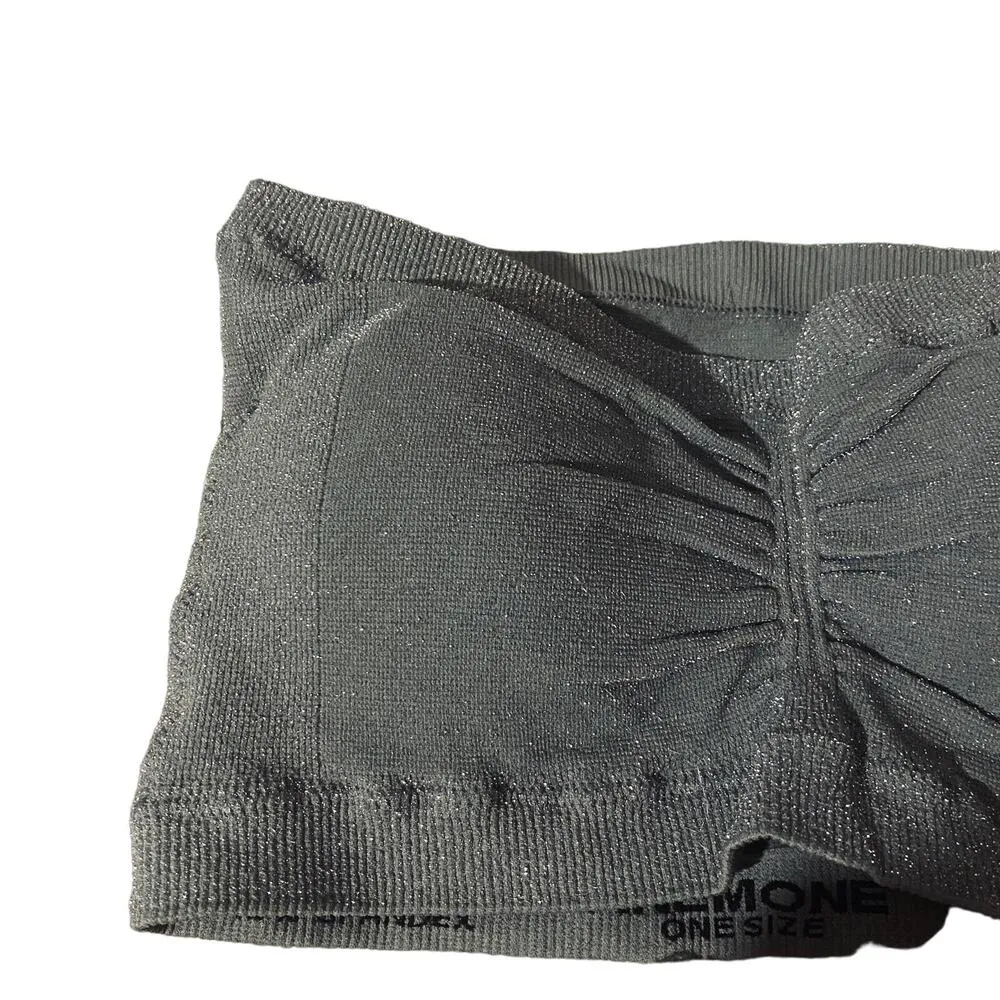 Anemone Gray Metallic Ruched Front Stretch Bandeau Women SZ OS - Image 3