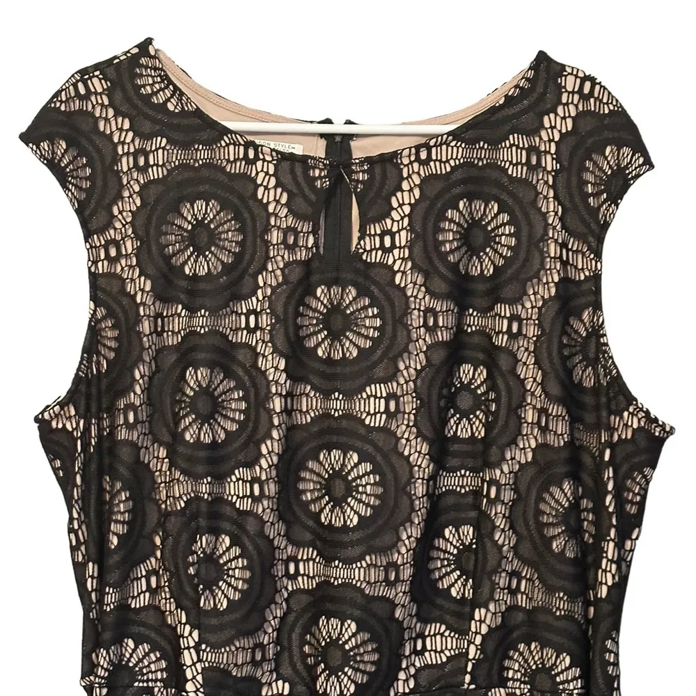 London Style Collection Black & Cream Circle Print Keyhole Dress Belt 24W NEW‎ - Image 5