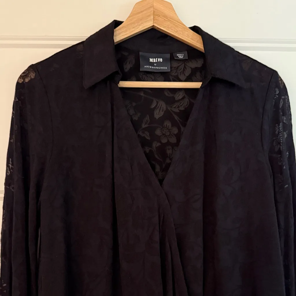 Maeve Black Lace Button Down Shirt - Image 3