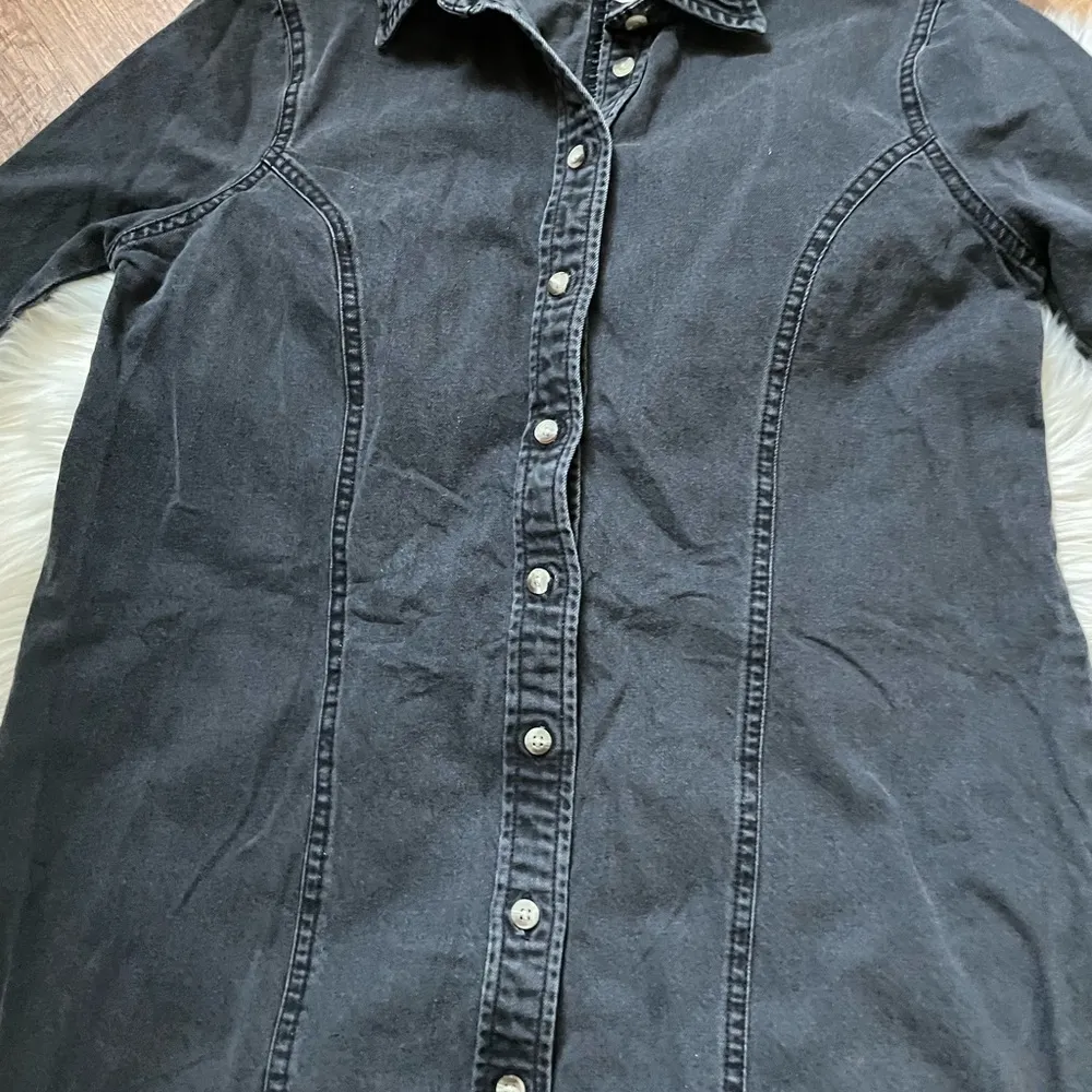 ASOS  Gray Button Down Denim Dress - Image 3