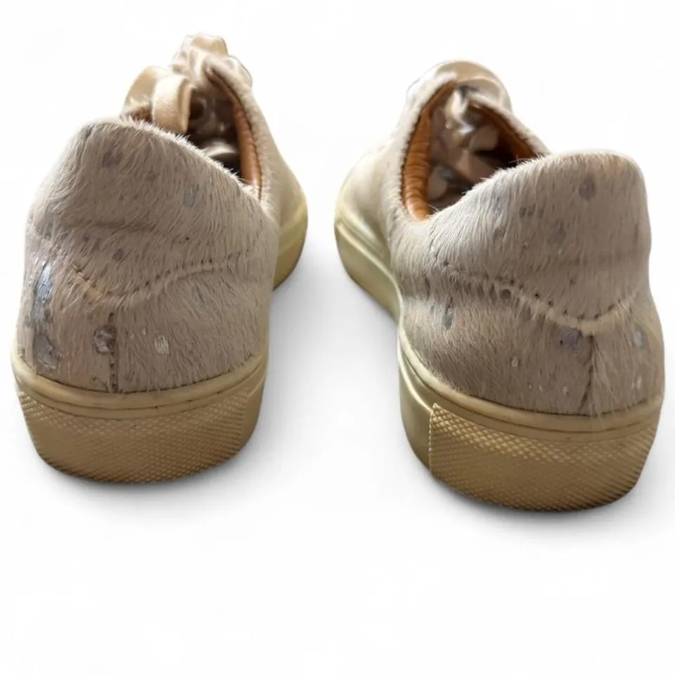 Diba Cow Hair Lace Up Metallic Silver Sneakers - Image 5
