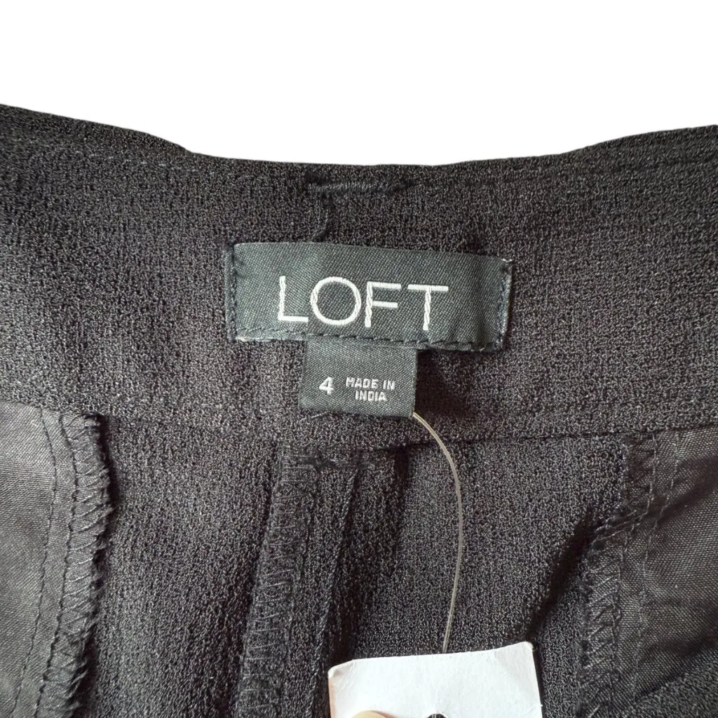 Loft black casual dressy tie front button hook zip shorts women's size 4 NWT - Image 7