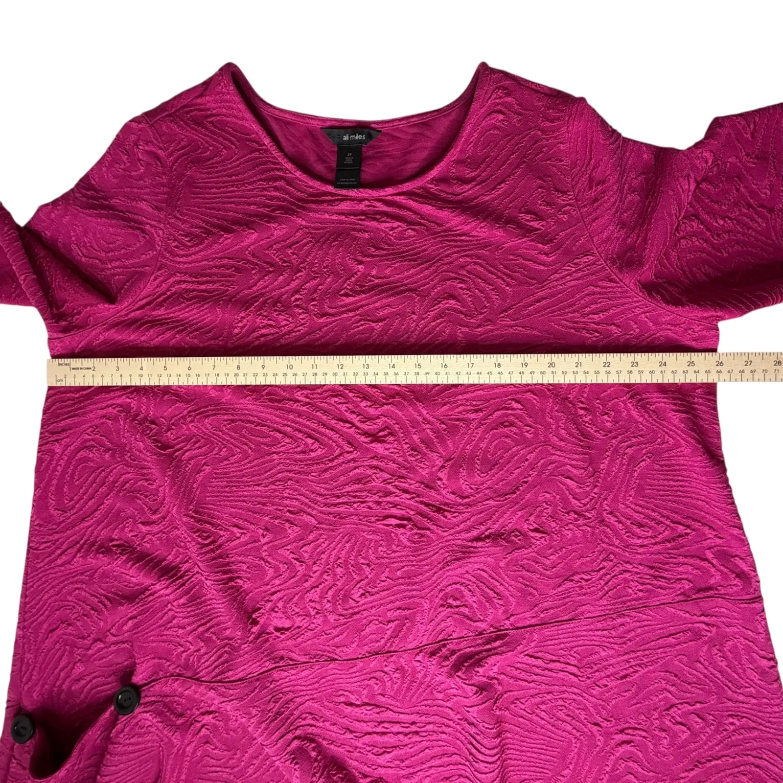 Ali Miles Pink Textured Knit Tunic Top Size 2X Artsy Lagence Boho Stretch Comfy - Image 9