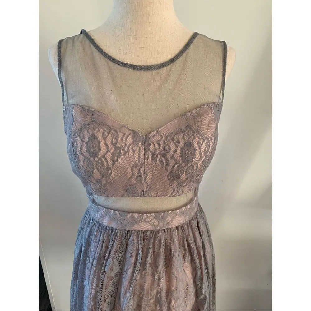 Pink and gray lace cut out dress size smal - Image 2