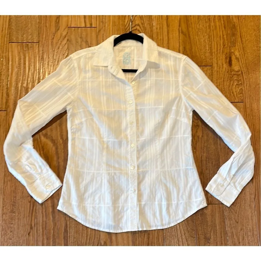 J.McLaughlin white square textured collared button up 4 - Image 10