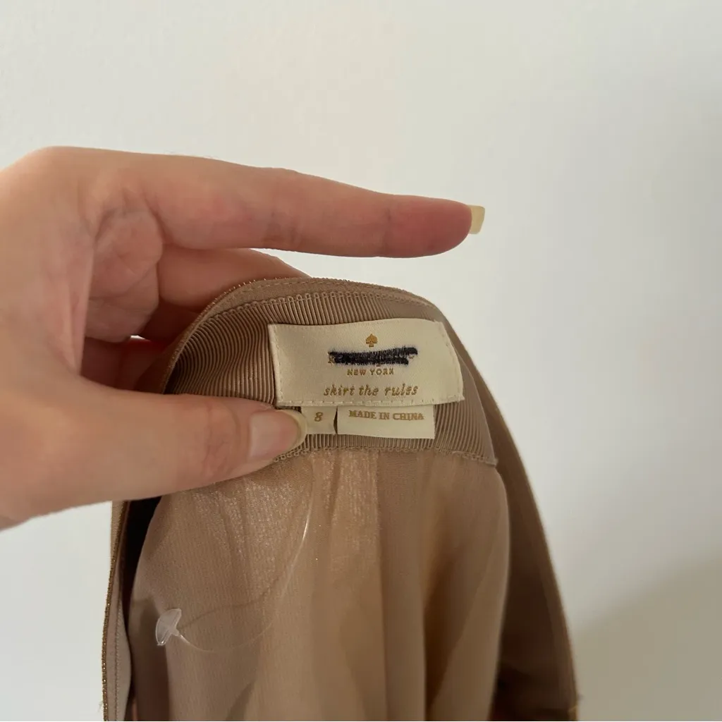 Kate Spade Gold Metallic Midi Skirt Size 8 - Image 5