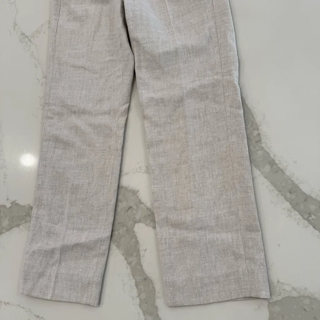 J. Crew Kate Straight Leg Linen Blend HR Dress Pants Women’s 0 Oatmeal Career - Image 2