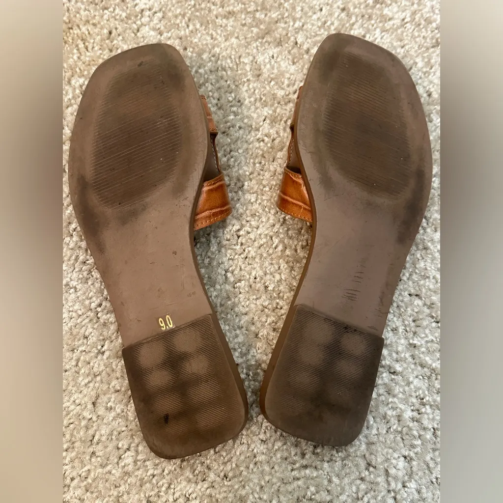 Steven New York Brown Leather Slide On Sandals Women's Sz 9 - Image 9