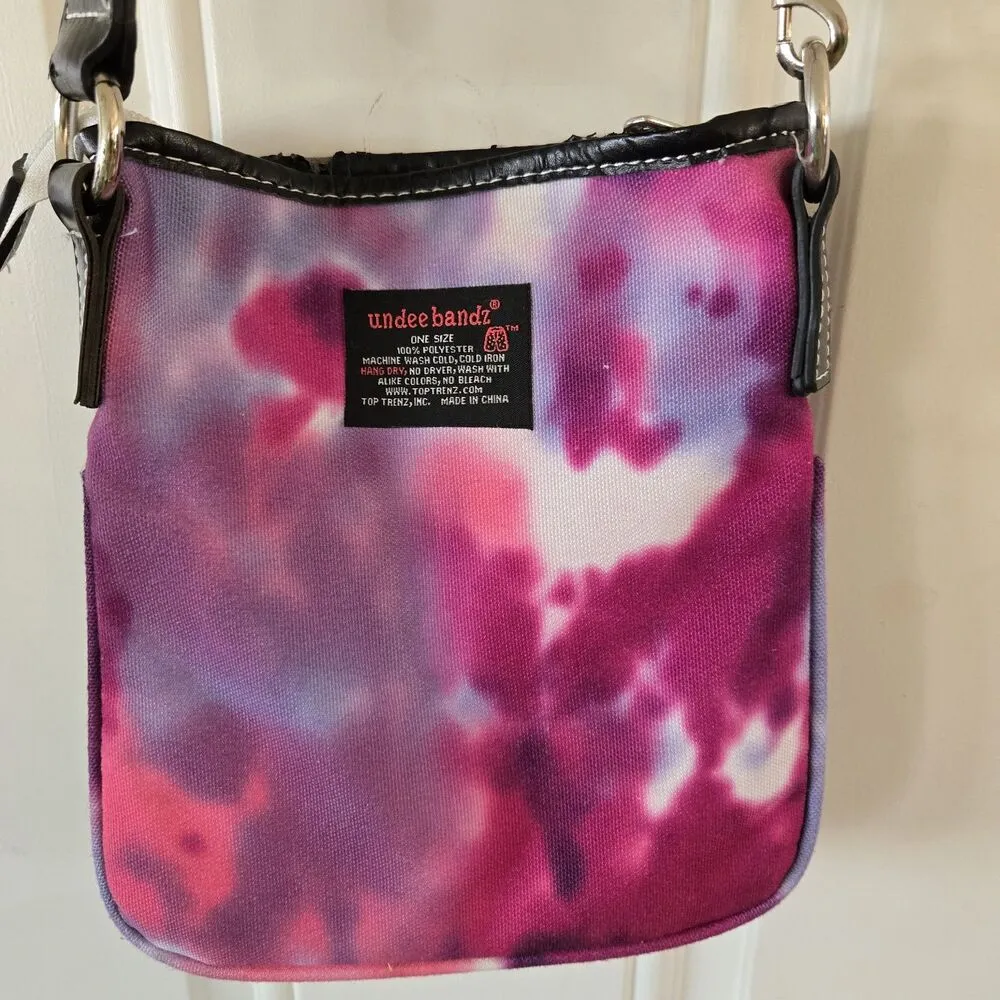 Undee Bandz Crossbody Bag Purse Pink Tie Dye Heart Peace Sign - Image 5