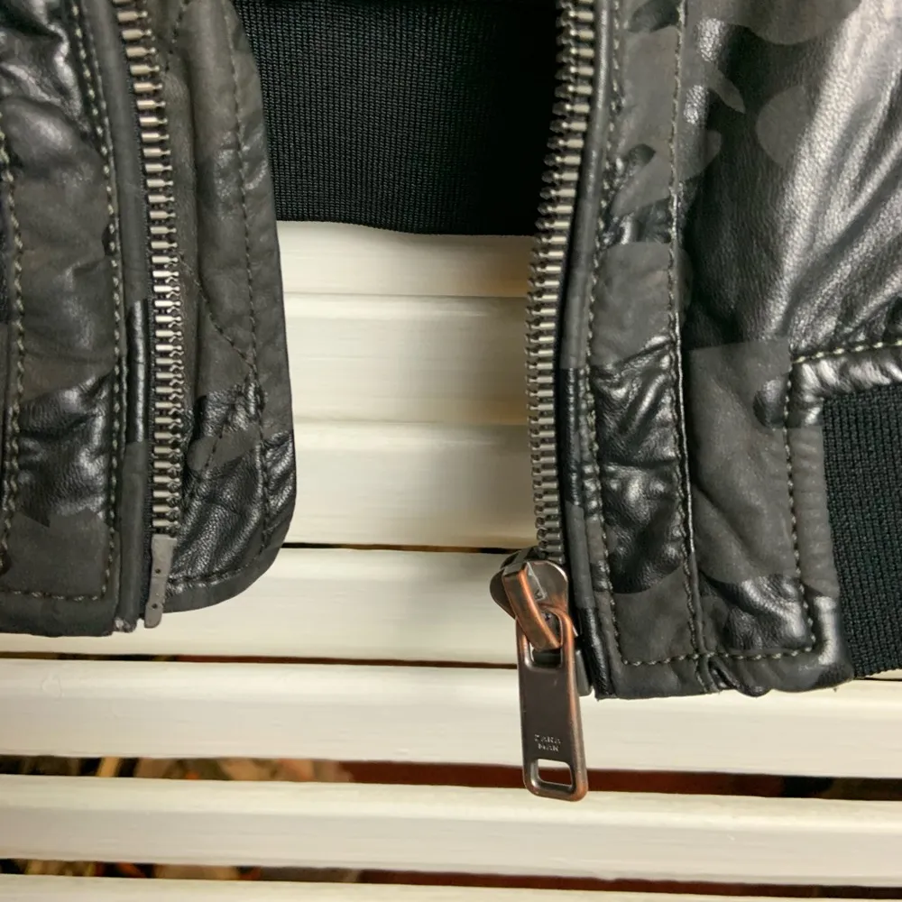 Zara Wos SM Shiny Pleather Army print jacket - Image 4