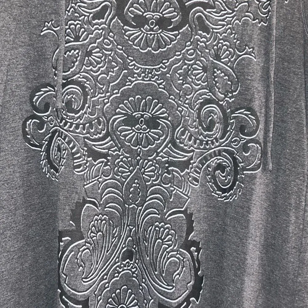✨Soma Divine Terry Scarf Hem Grey Sz Large Hoodie Paisley Scroll✨ - Image 9