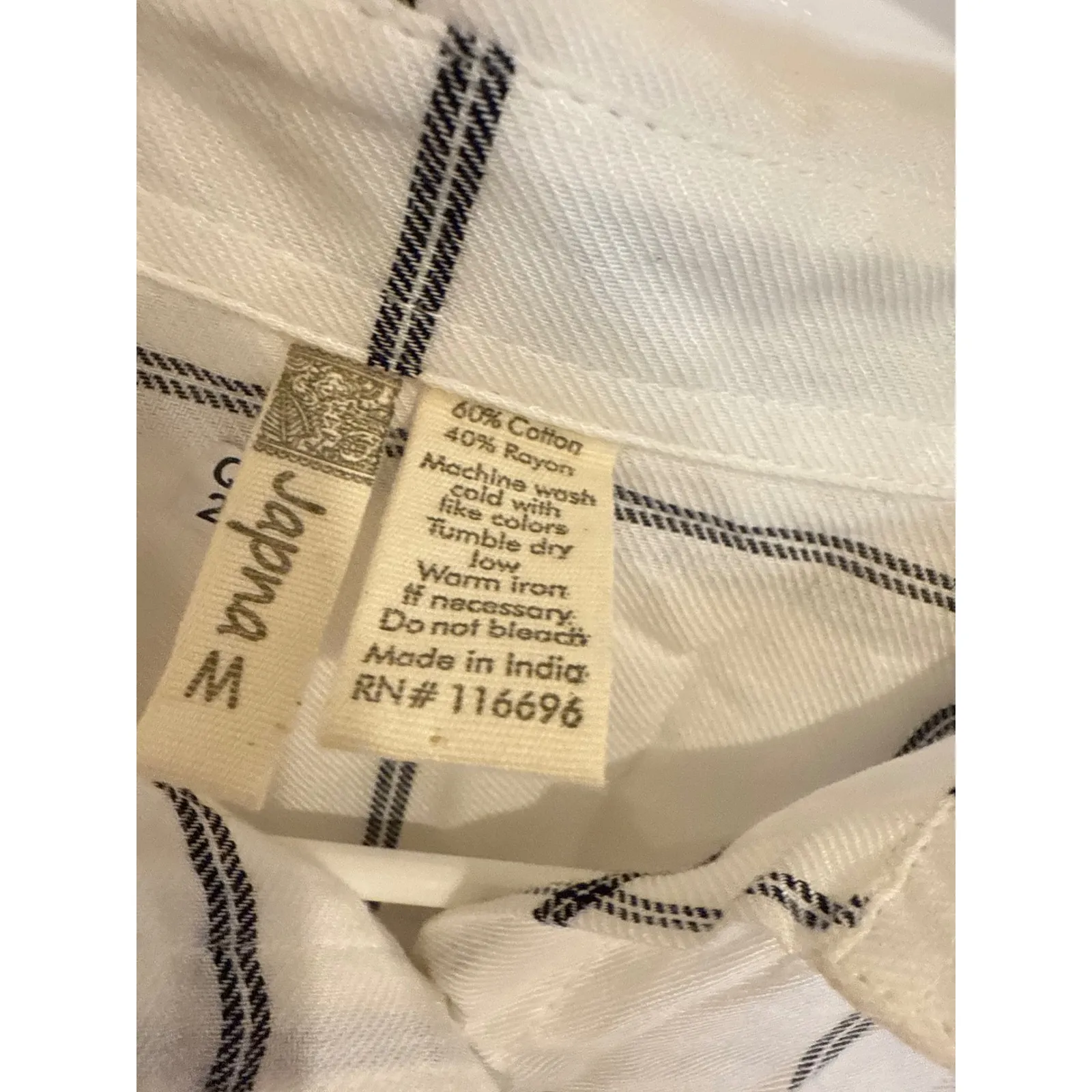 Japna White Plaid Button‎ Down Short Sleeve Shirt Top - Image 3