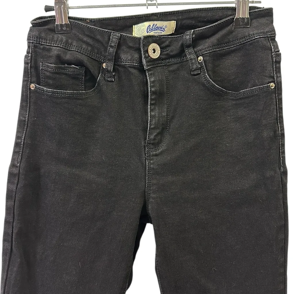 California Vintage Black Stretch Denim Mid Rise Skinny Jeans Juniors 3 - Image 3