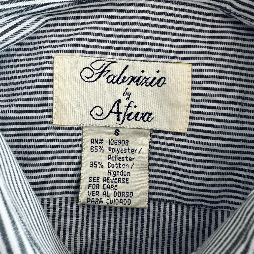 Vintage Fabrizio by Afiva Playing Cards Pinstriped Button Down Shirt Size S Gray - Image 5