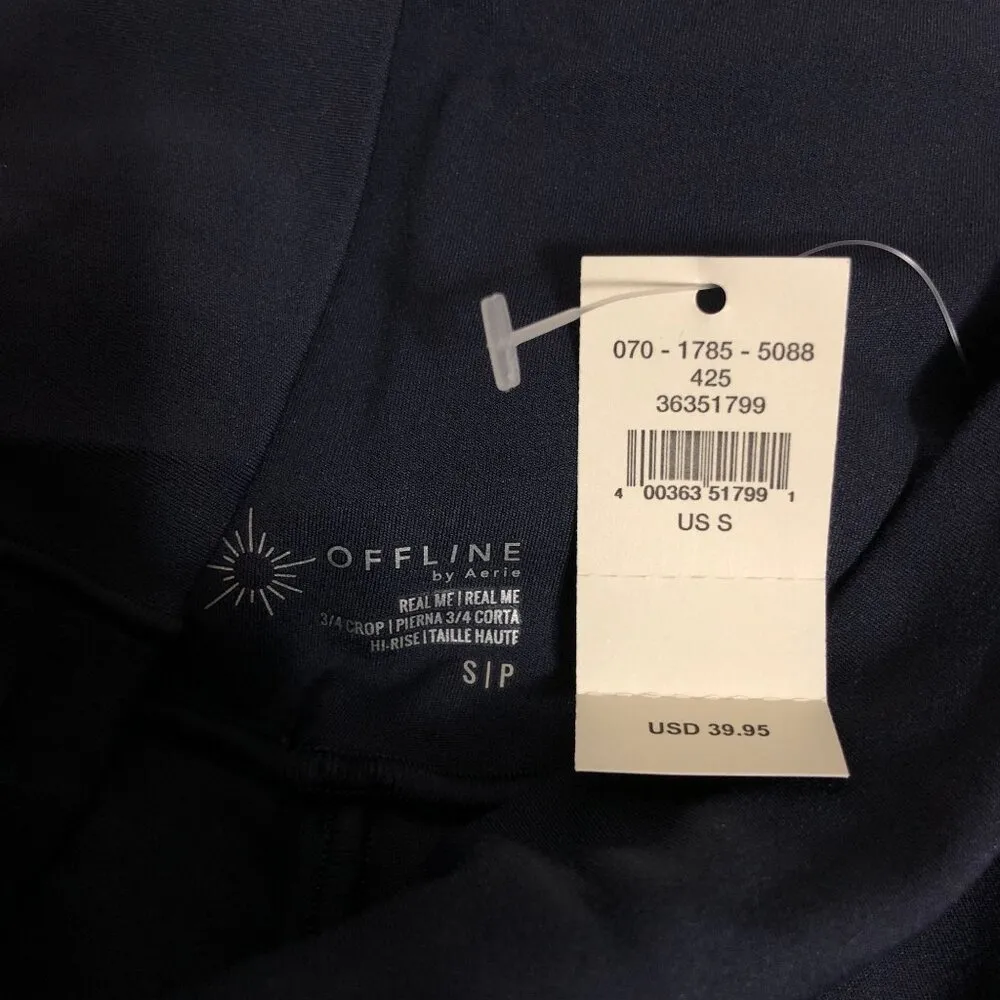Offline By Aerie Real Me 3/4 Crop Leggings Hi-Rise Navy Blue Size S - Image 3