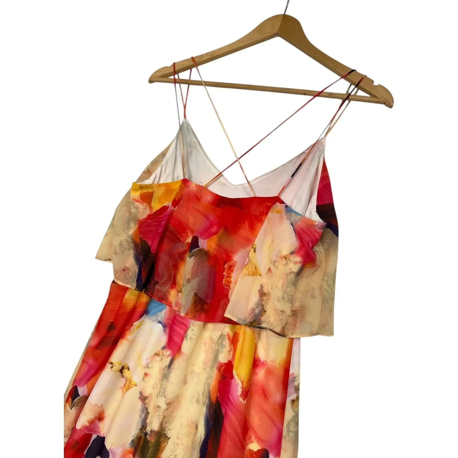 H And M Maxi Dress Womens 6 Yellow Orange Maxi Abstract Flowy Colorful Vacation - Image 9