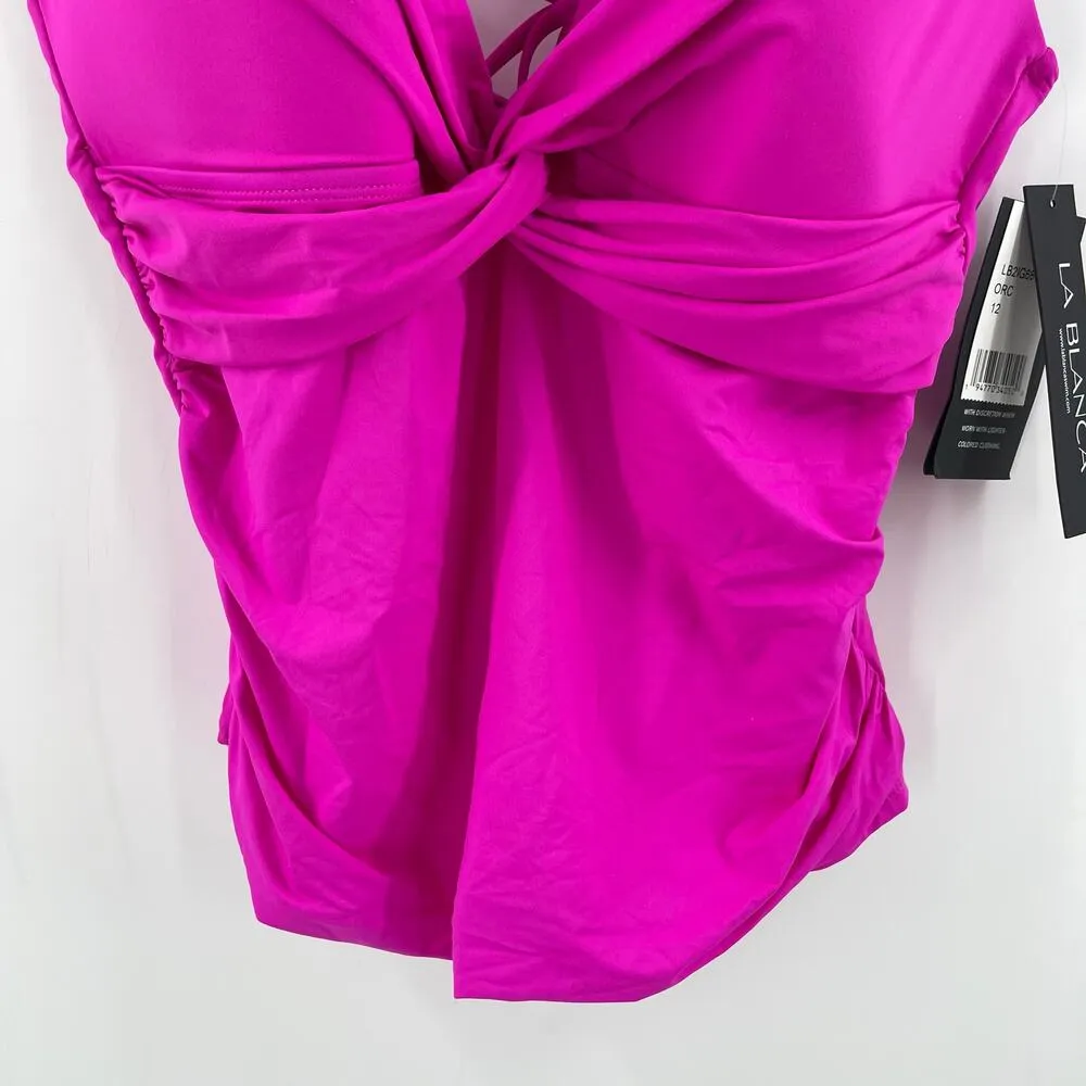La Blanca Tankini Top Size 12 Island Goddess Over-The-Shoulder Twist-Front NWT - Image 12