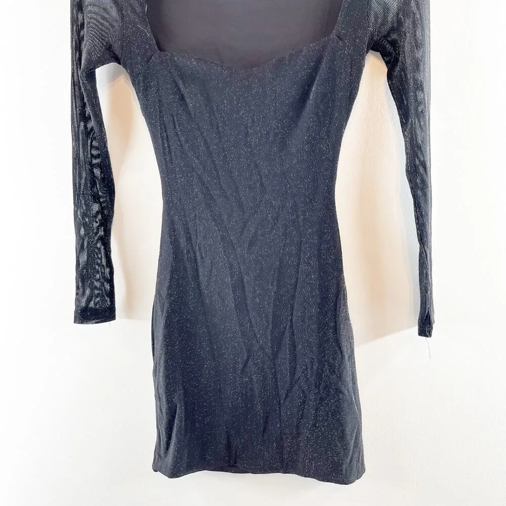 Hello Molly Bring Me To The Sky Long Sleeve Bodycon Mini Dress Metallic Black 2 - Image 7