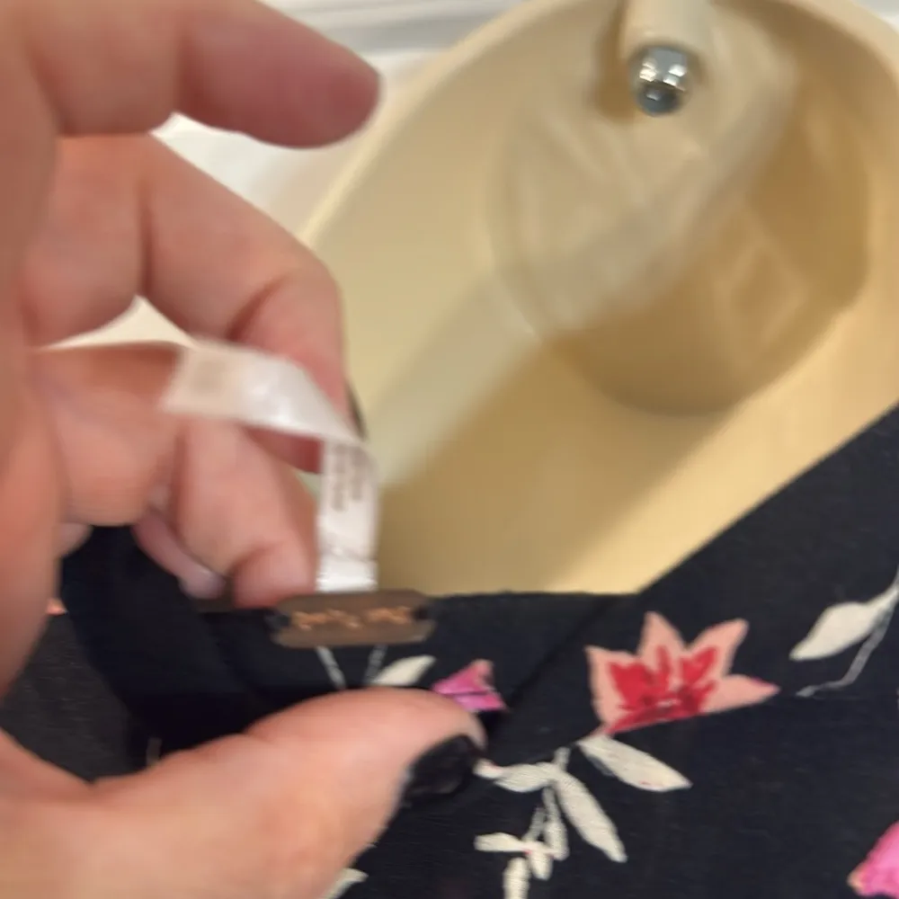 Free People Lighten-Up Mini Dress Black Floral Print Long Sleeve XS - Image 13