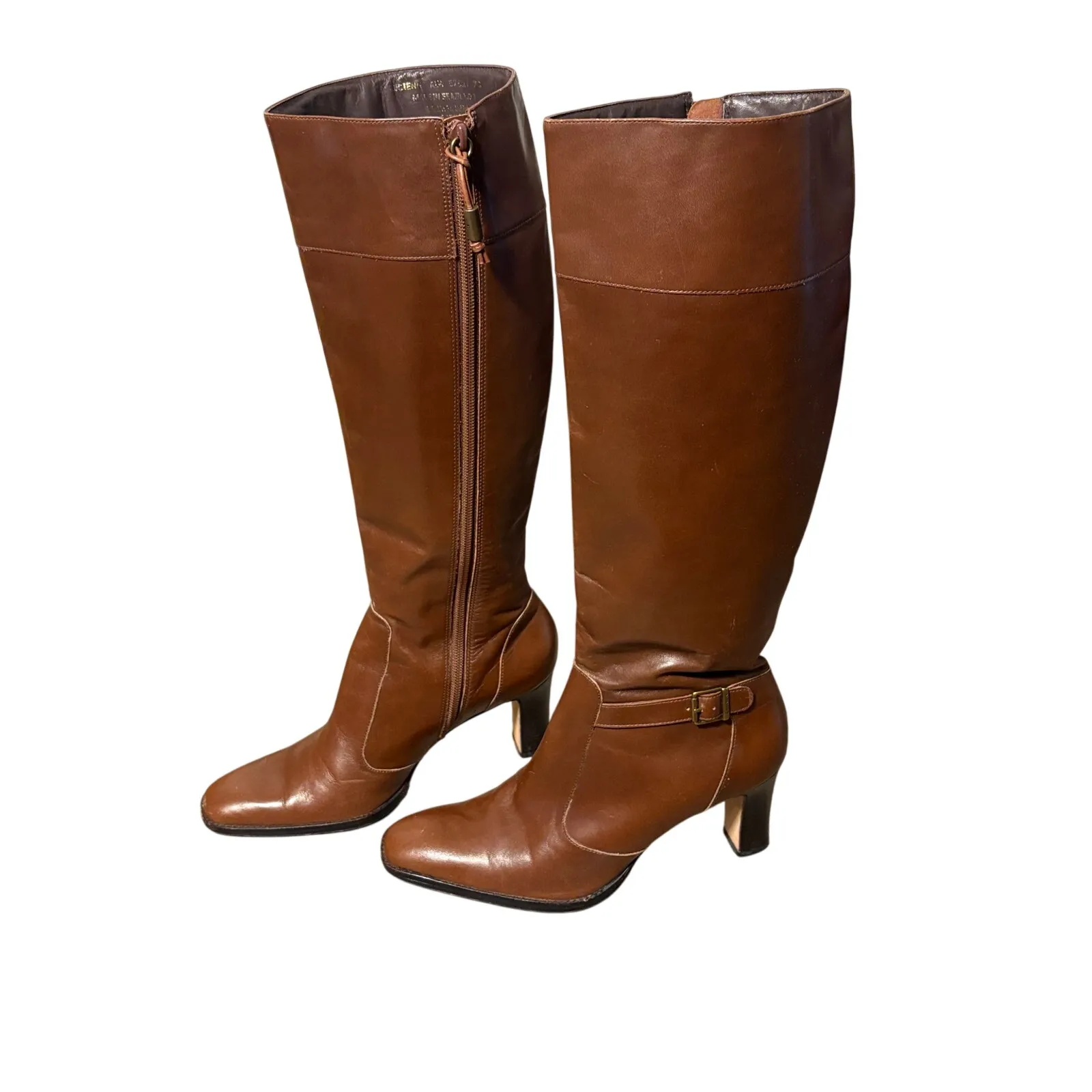 Lauren Ralph Lauren Lucienne Brown Leather Tall Boots 7C Knee High - Image 2