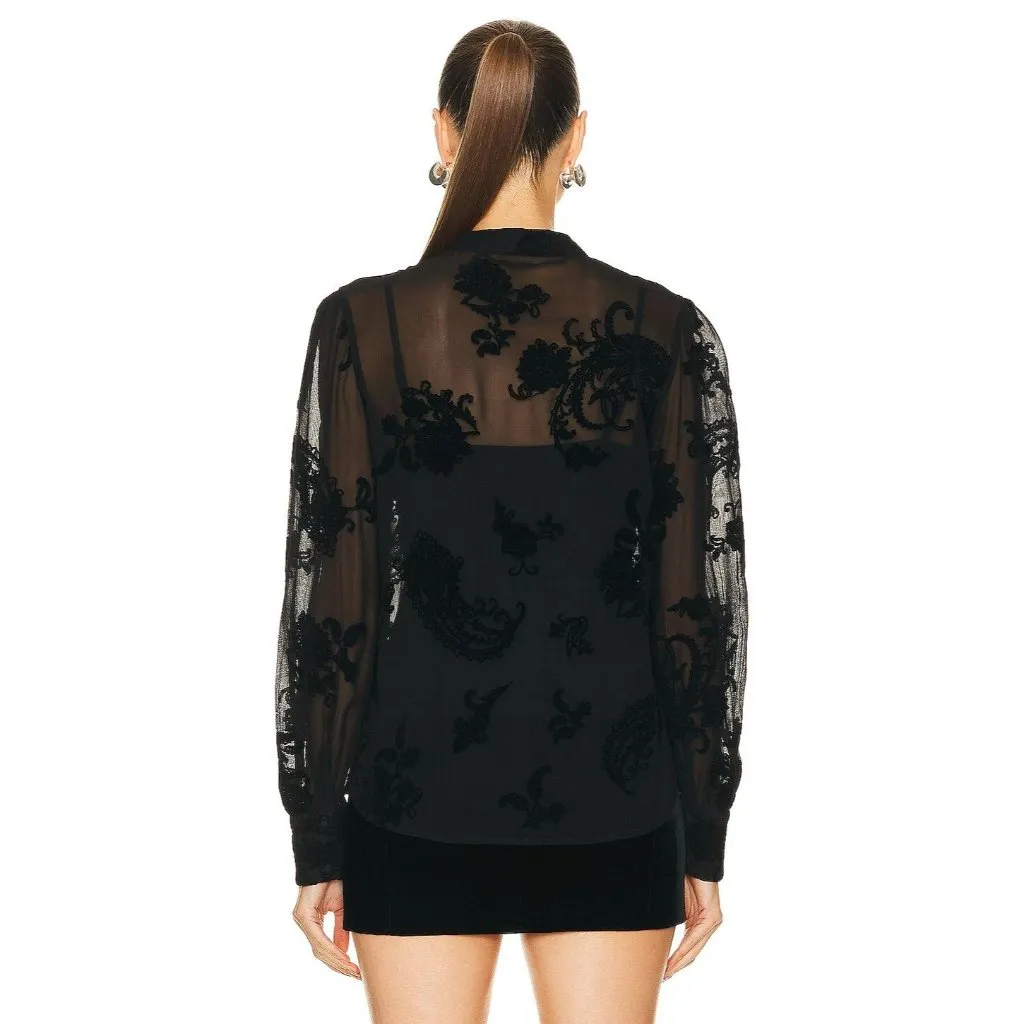 Hemant & Nandita Womens Shirt With Cami in Black Small New Button Down Blouse - Image 2