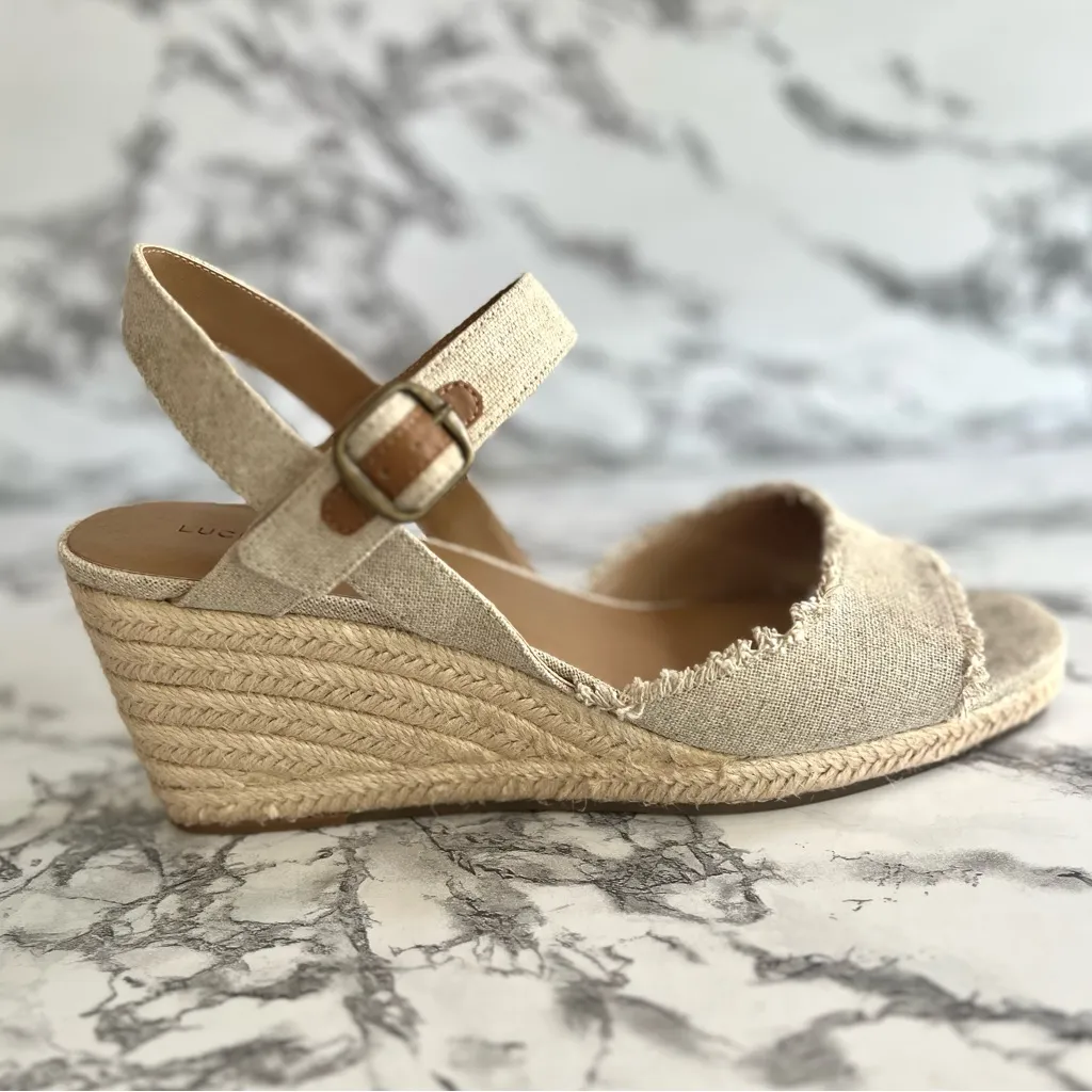 Lucky Brand Mindra Beige Espadrille Wedge Sandal NWOT 10W - Image 7