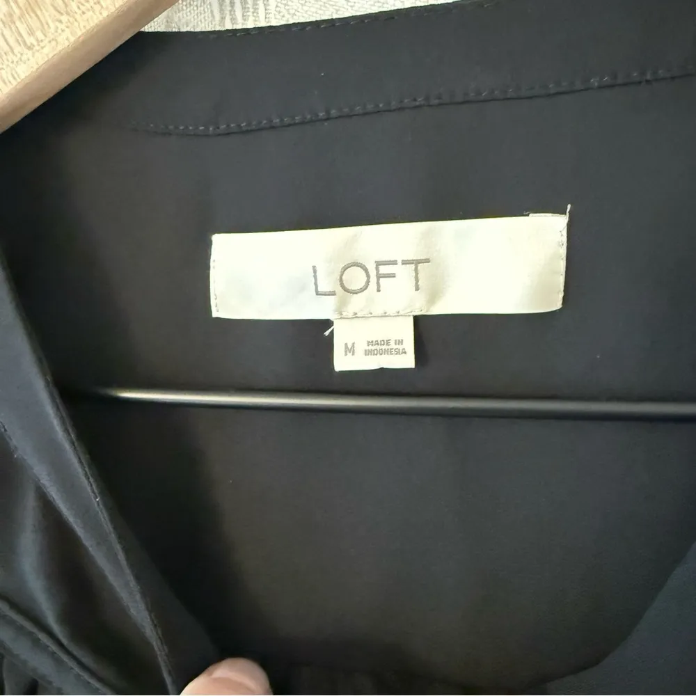 LOFT Black Long Sleeved Blouse Medium - Image 2