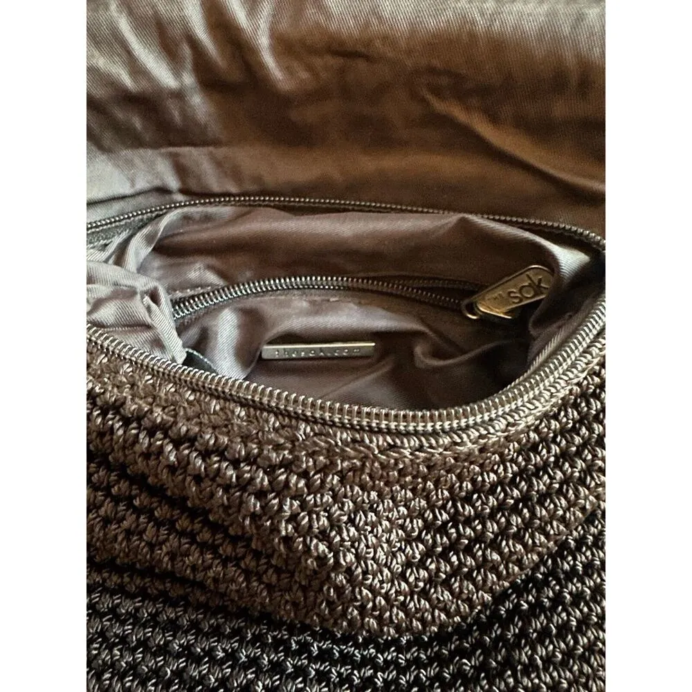 THE SAK Purse Brown Crochet Small Shoulder Crossbody Bag Boho Festival Vintage - Image 5