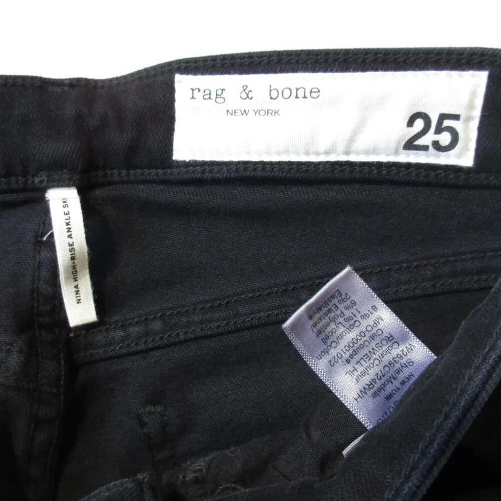 NWT Rag & Bone Nina High Rise Ankle Skinny in Roswell w/ Holes Stretch Jeans 25 - Image 5