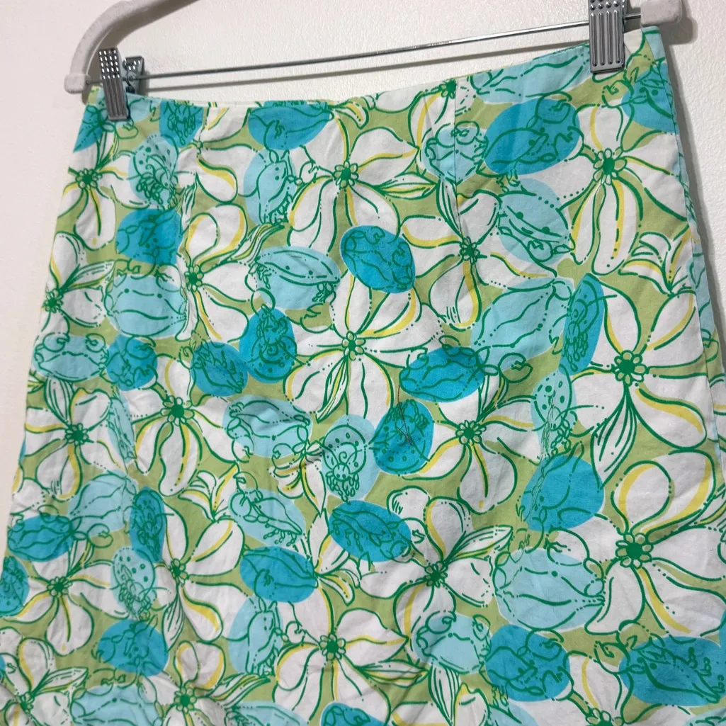 Lilly Pulitzer Floral Skirt Size 6 Blue Green Tropical Vacation Vintage - Image 3