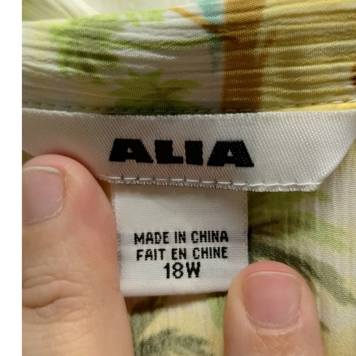 Vintage Alia Size 18W Palm Tree Beach Tropical Hawaiian Style Button Up Shirt Yellow - Image 5