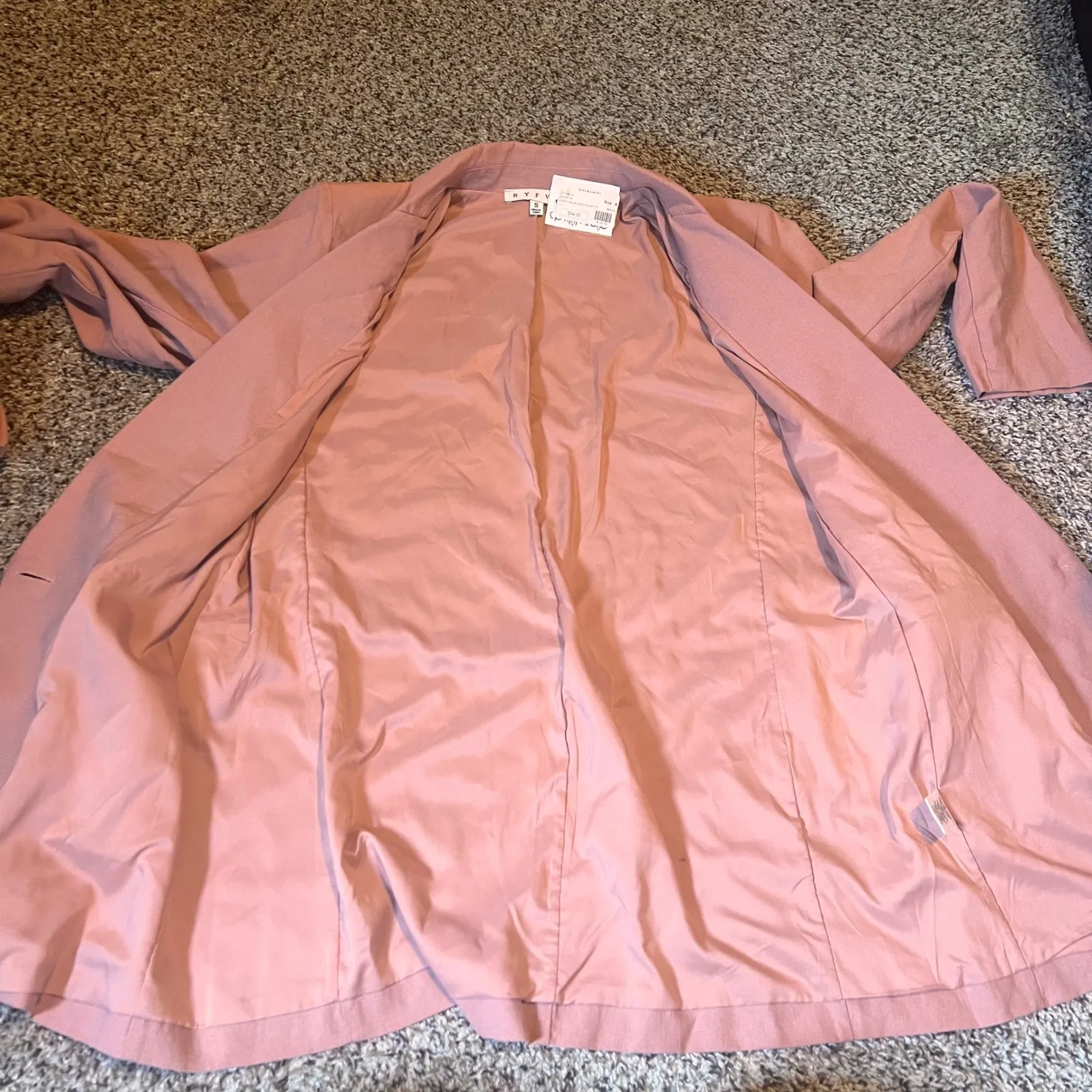 HYFVE Long Line Blazer Mauve‎ Pink Single Button Lightweight Jacket Size S - Image 6