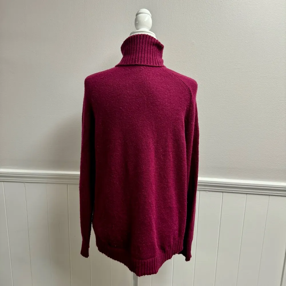 J. Crew Supersoft Side Slit Long Sleeve Knit Turtleneck Sweater Wine Small S - Image 13