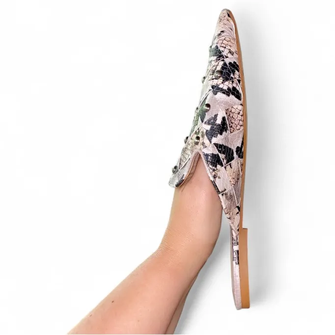 Vince Camuto  Black and Cream Patterned Mules - Image 6