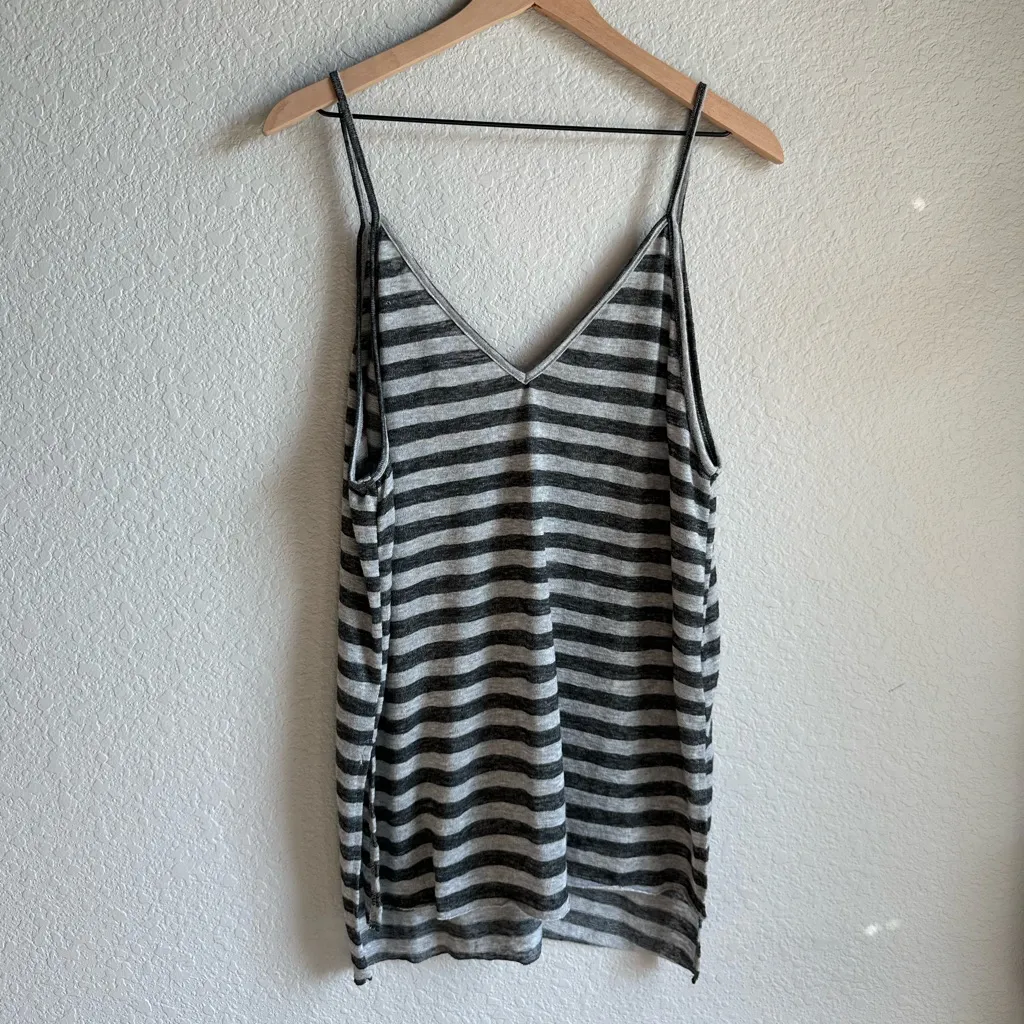 🩶Project Social T Gray and Black Striped Camisole V-neck Tank Top - Image 3