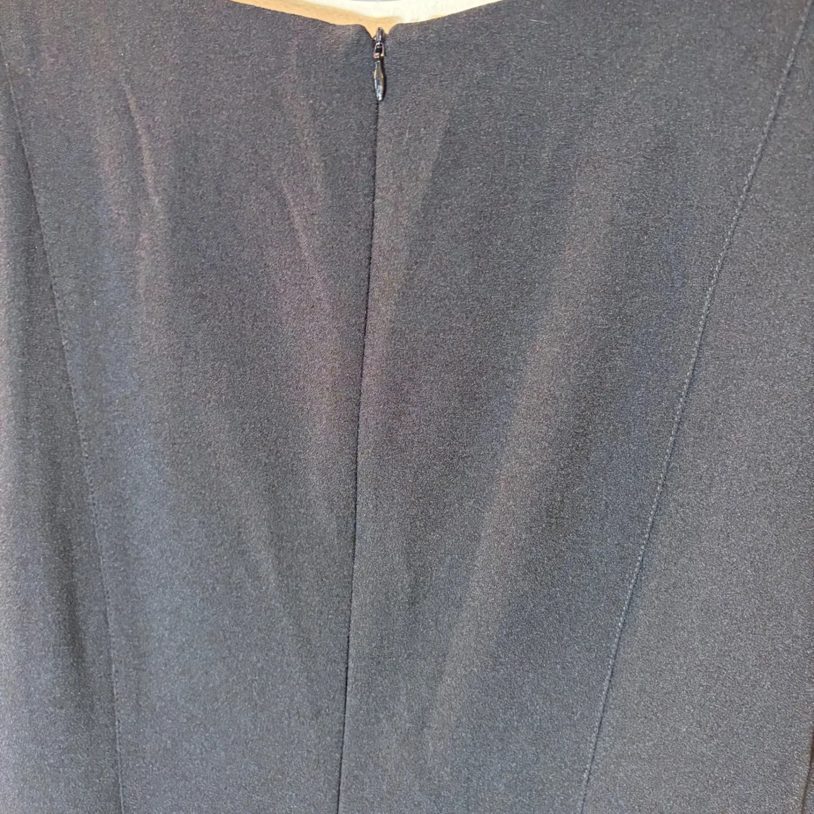 ELIZA J Stretch Ruffle Crepe Sheath Dress Tiered Mini Black Dress Size Large - Image 10