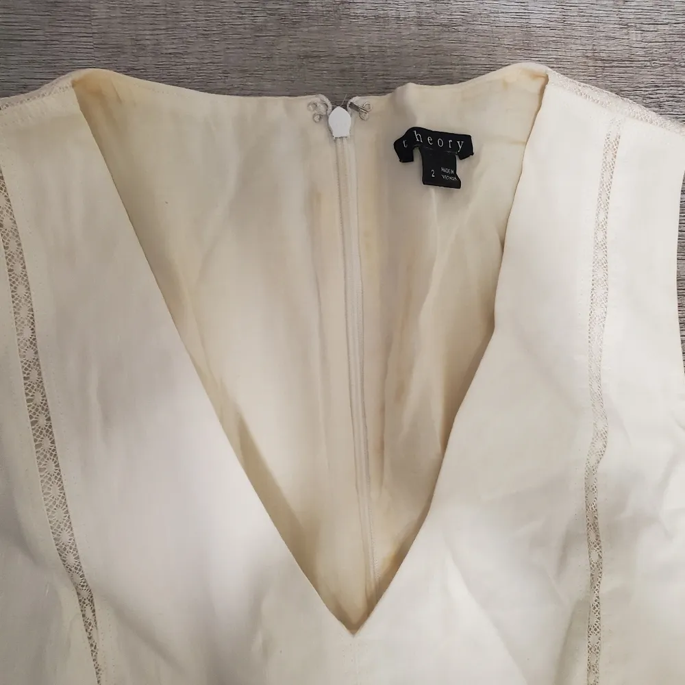 Theory White Linen Sleeveless Dress Size 2 - Image 3