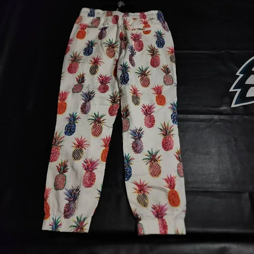J Crew Womens Seaside Ratti Painted Pineapple Jogger Pants‎ 0 - Image 2