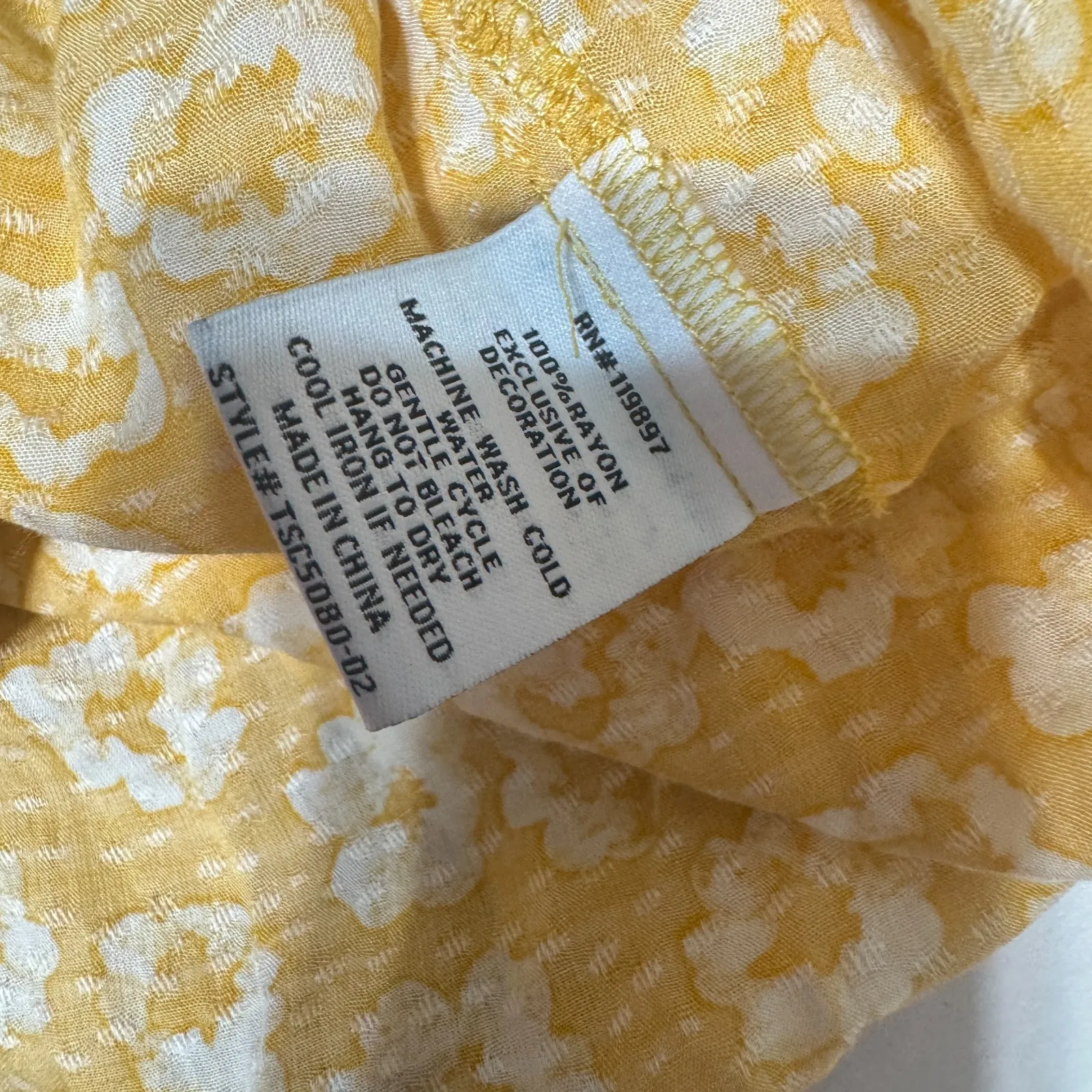 Collective Concepts Butter Yellow blouse Peasant top floral prairie cottage XS - Image 7