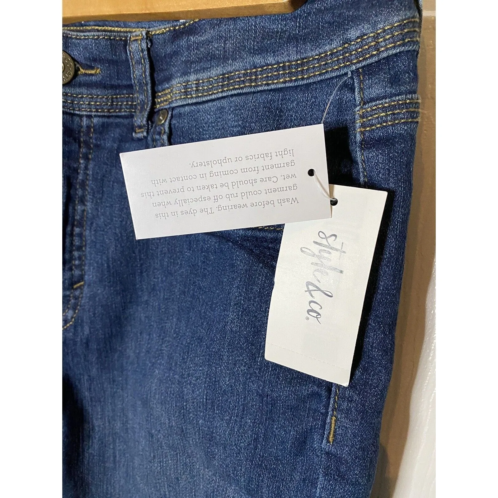 Style & Company Demin Jeans 6 Short Straight Leg High Rise Tummy Control NWT Blue - Image 6