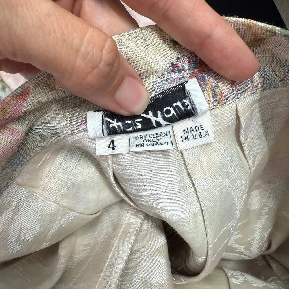 Vintage Tyler House Tapestry Midi Skirt Size 4 Jacquard Floral Pastel 80s 90s Pink - Image 5