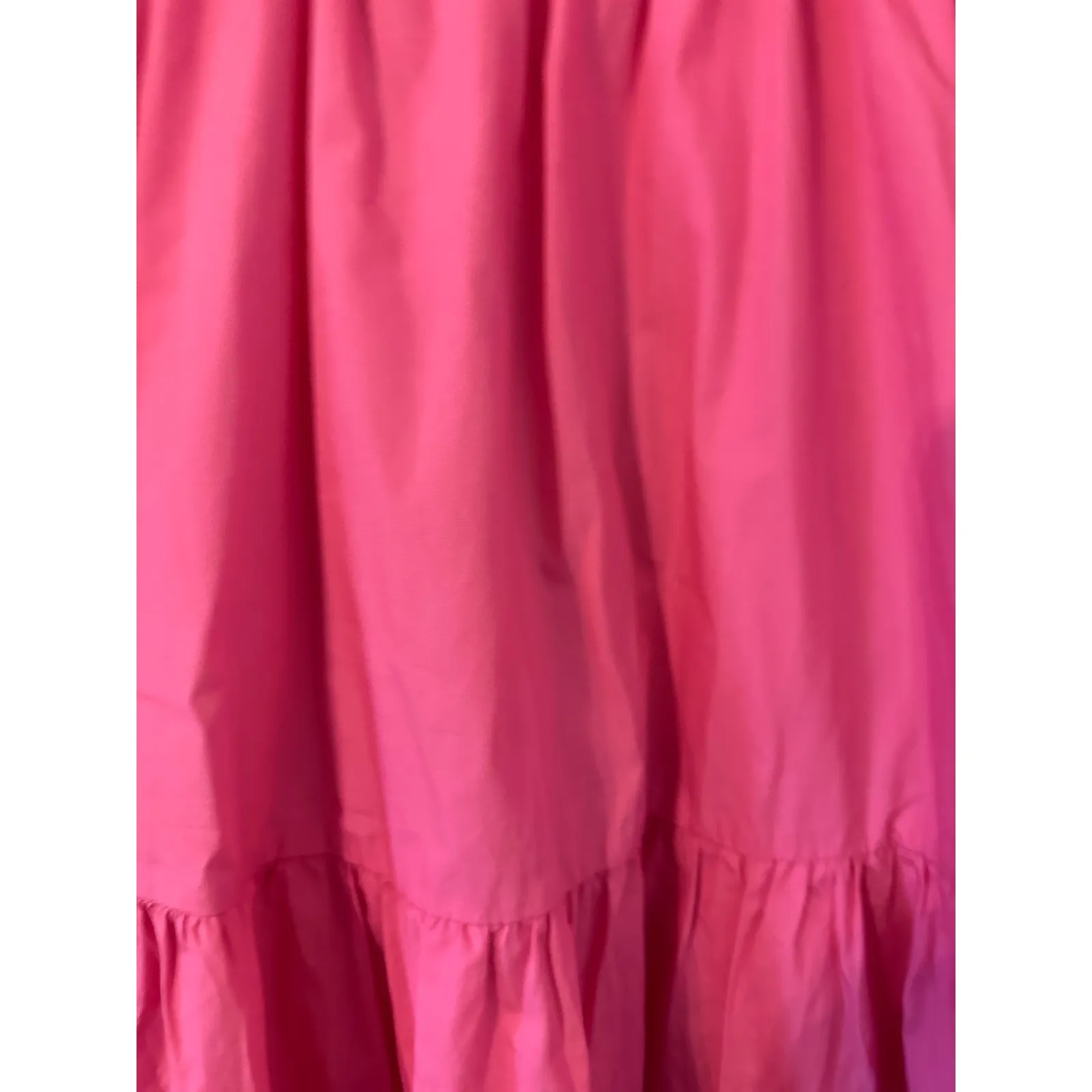 BURU‎ Pink Cotton Puff Sleeve Tiered Square Neck Midi Dress Size S Preppy - Image 3