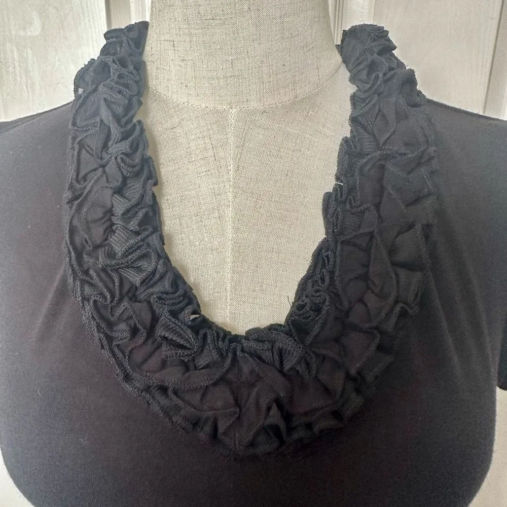 Grace black ruffle neck short sleeved top - Image 2