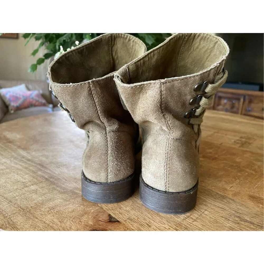 NINE WEST Womens Sz 5 M Brown Suede Lace Up Ankle Fashion Boots Booties - Image 4