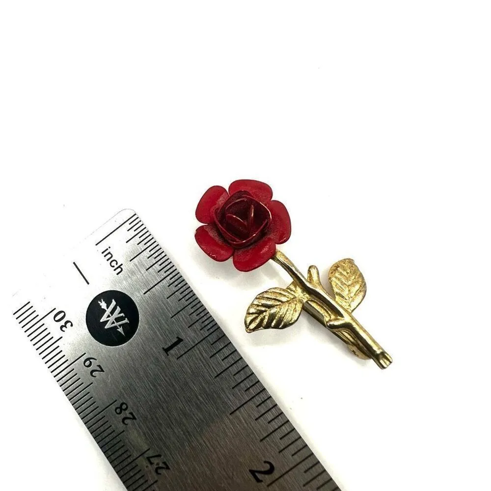 Vintage red rose brooch - Image 5