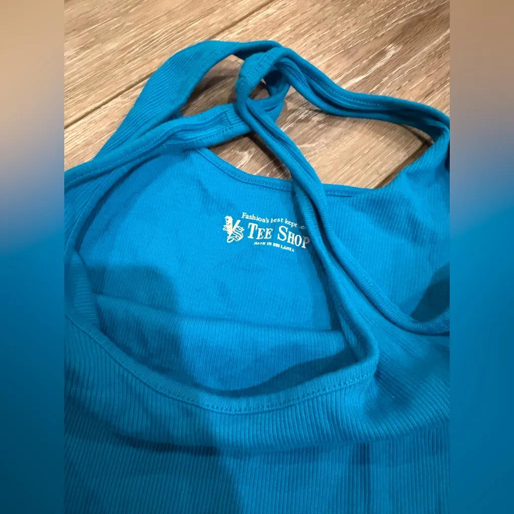 Women’s Blue Teal Ribbed Cami Tank - Image 2