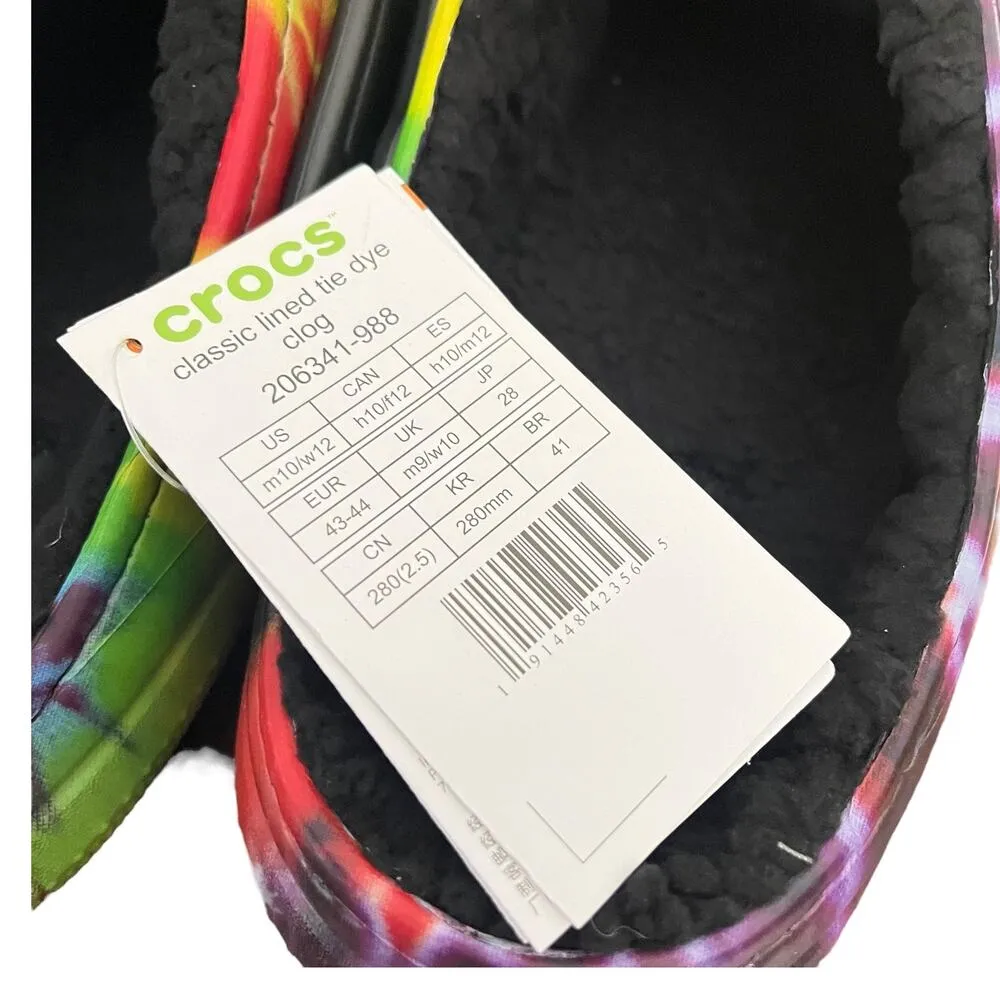 NEW Baya Lined Tie Dye CROCS CLOG SHOES Mens 10 Womens 12 Multicolor NWT! - Image 7